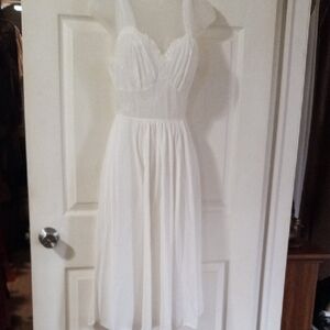Vanity Fair White Midi Dress Night Gown Small Sz.32